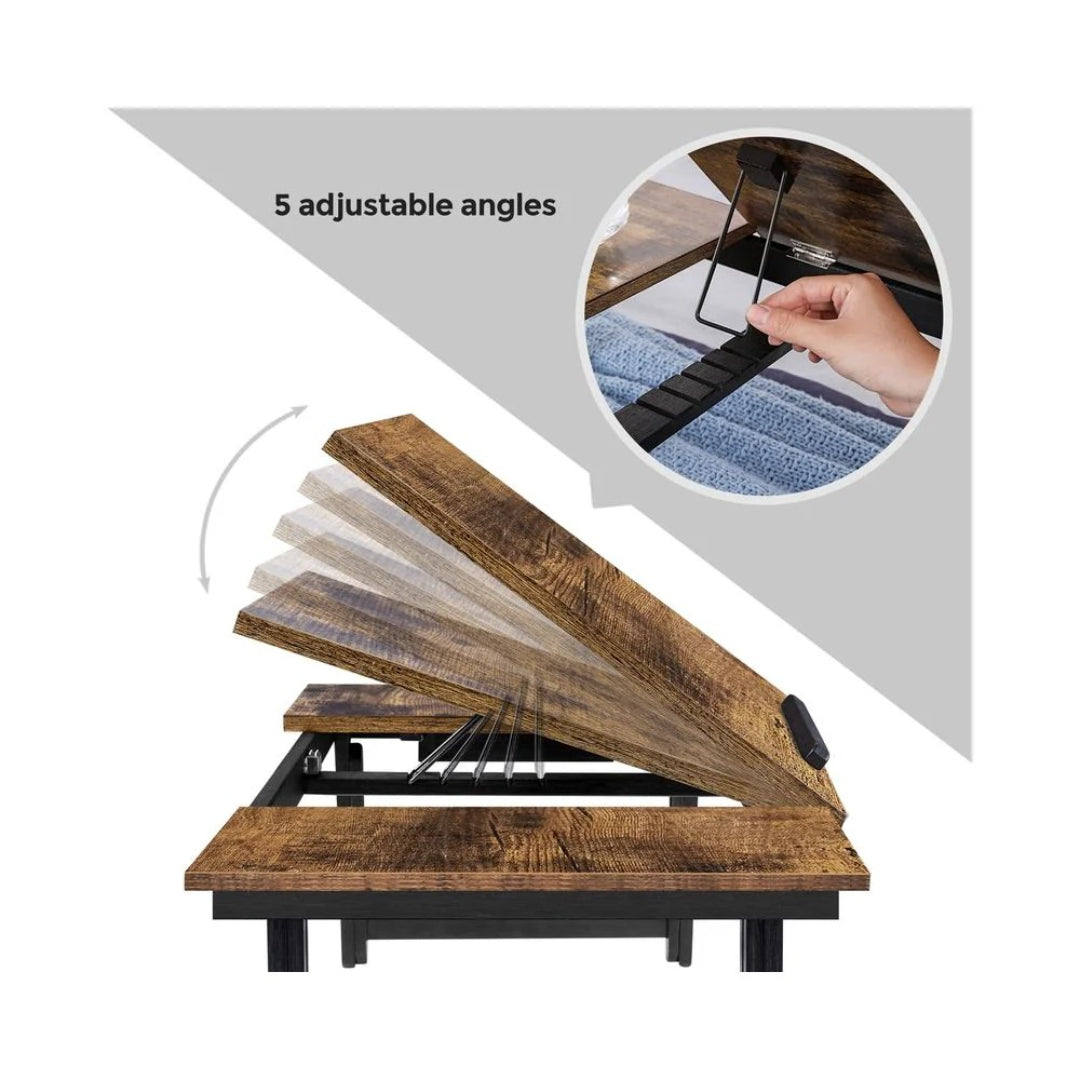 Adjustable Laptop Table With Tilt Top & Foldable Legs Bed Tray