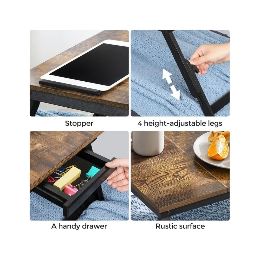 Adjustable Laptop Table With Tilt Top & Foldable Legs Bed Tray