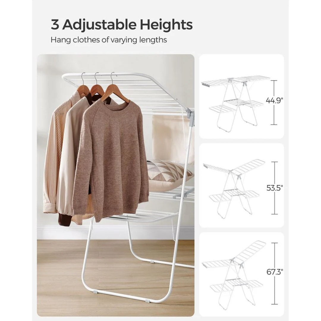 Clothes Drying Rack Foldable 2-Level With Adjustable Wings 67.3in