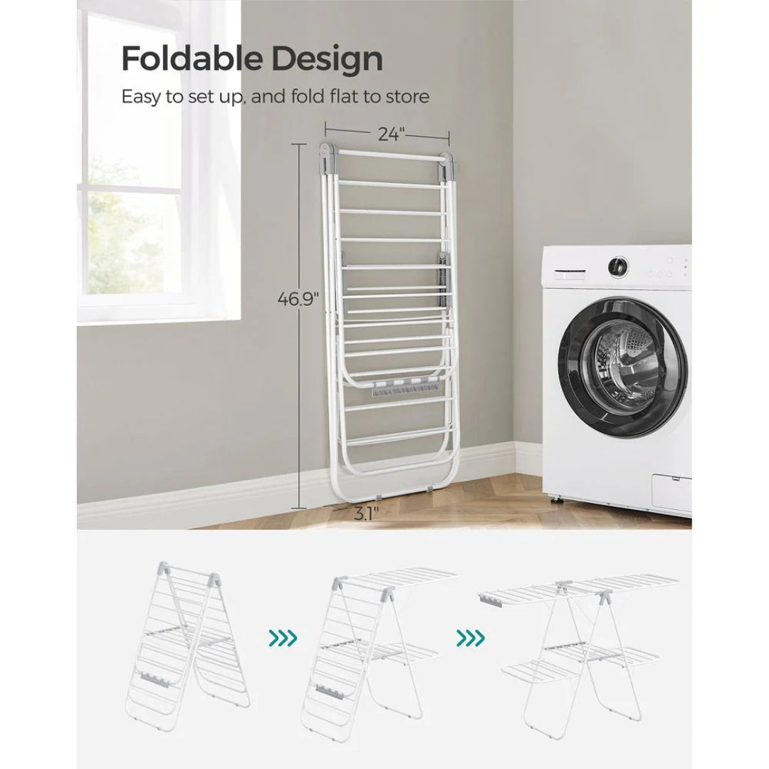Clothes Drying Rack Foldable 2-Level With Adjustable Wings 67.3in