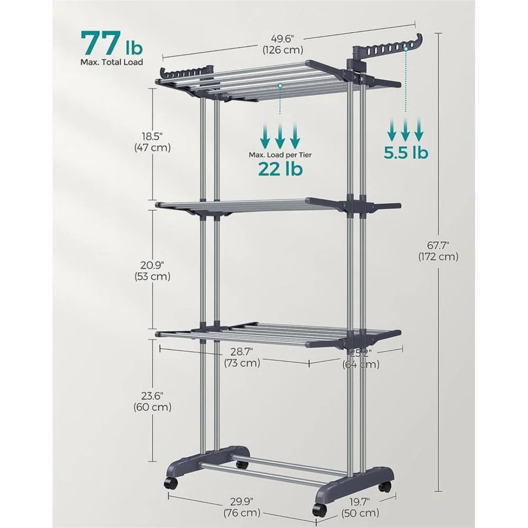 Clothes Drying Rack 4-Tier Foldable Laundry Stand 67.7in High