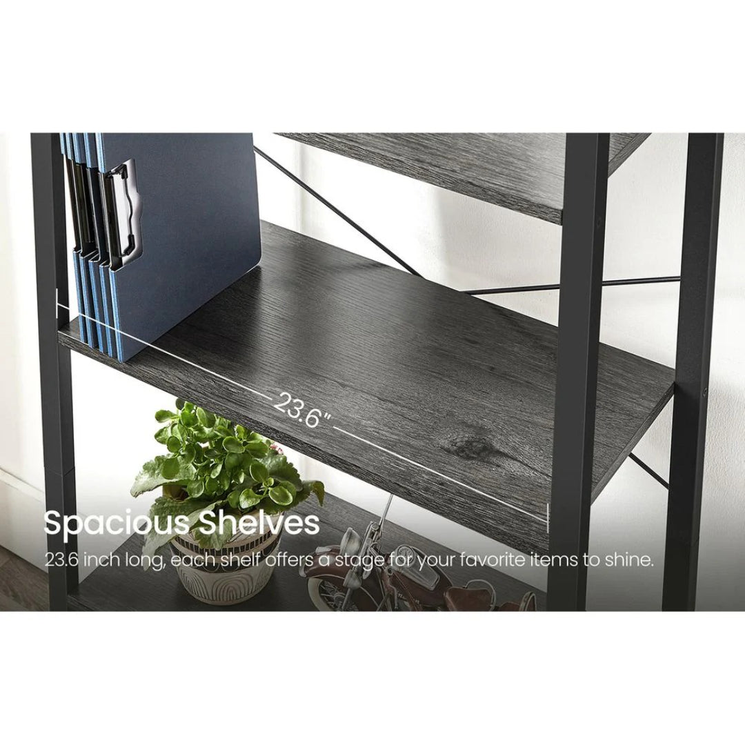 4 Tier Bookshelf With Steel Frame Industrial Storage Shelf