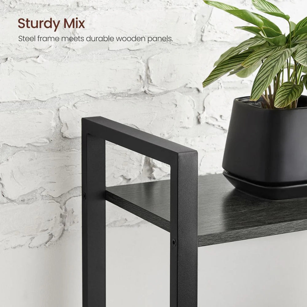 4 Tier Bookshelf With Steel Frame Industrial Storage Shelf