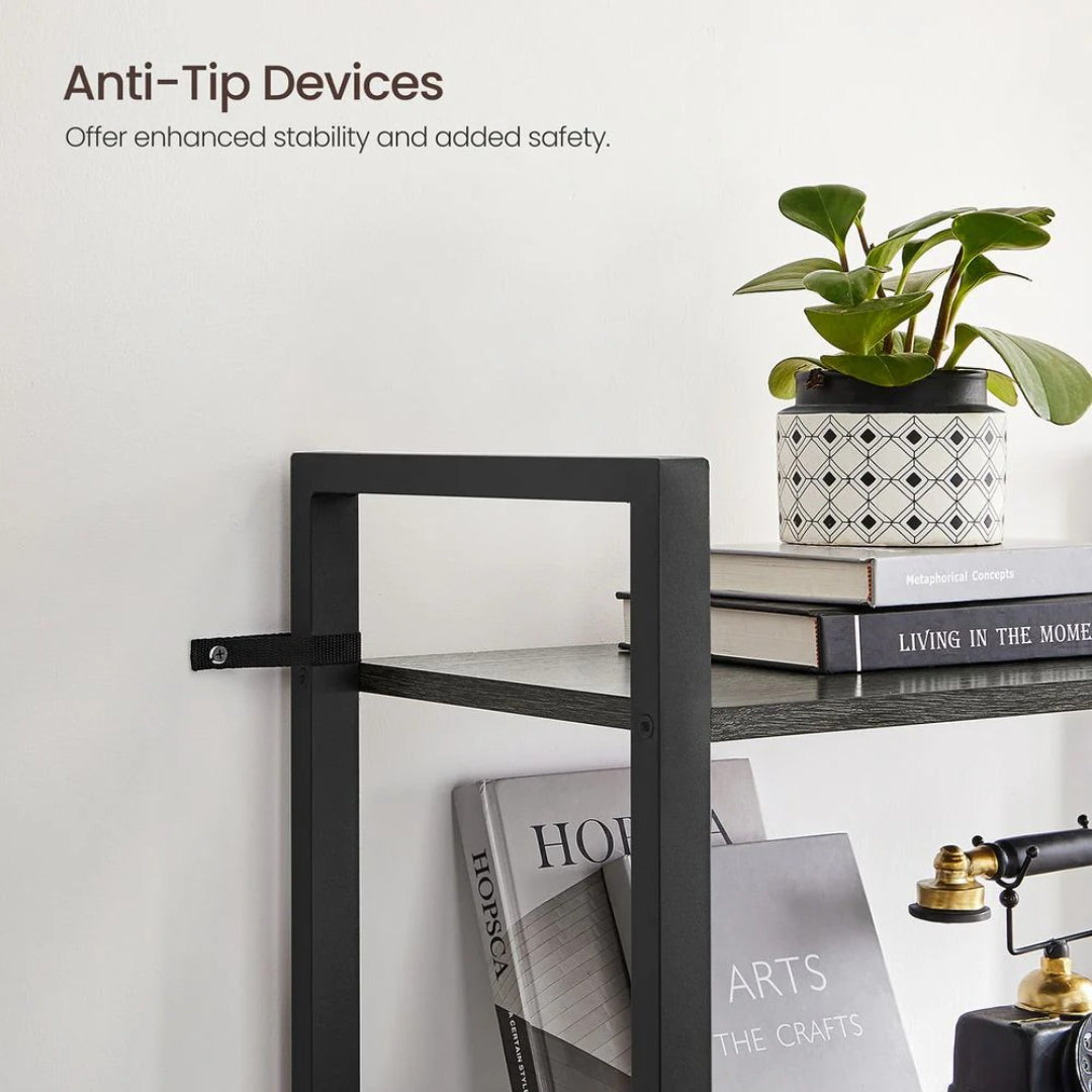 4 Tier Bookshelf With Steel Frame Industrial Storage Shelf