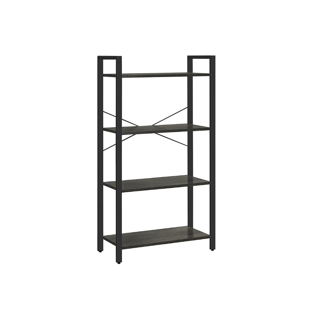 4 Tier Bookshelf With Steel Frame Industrial Storage Shelf
