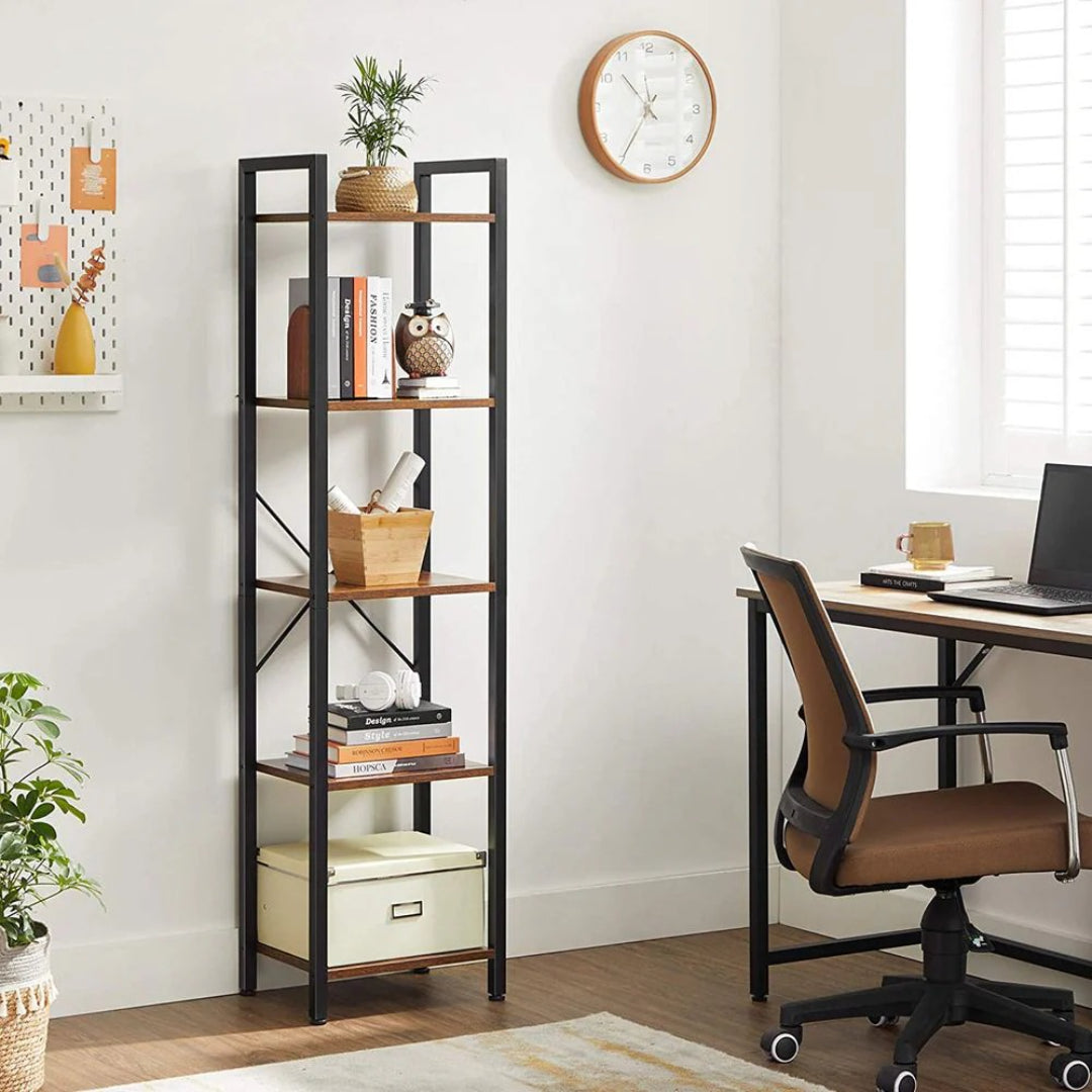 5 Tier Storage Shelving Unit, 60.6 Inch Narrow Bookcase