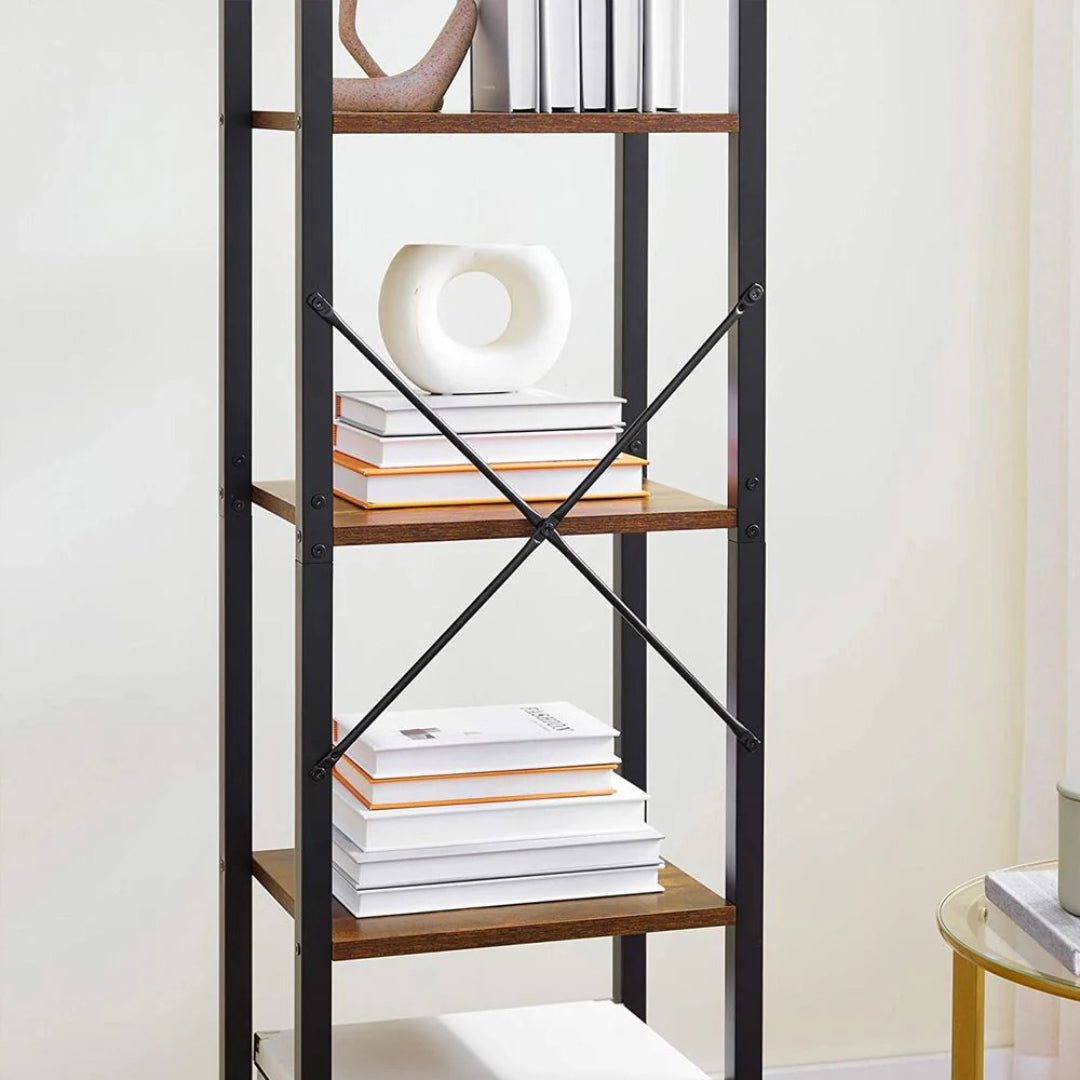 5 Shelf Storage Shelving Unit With Steel Frame Bookcase