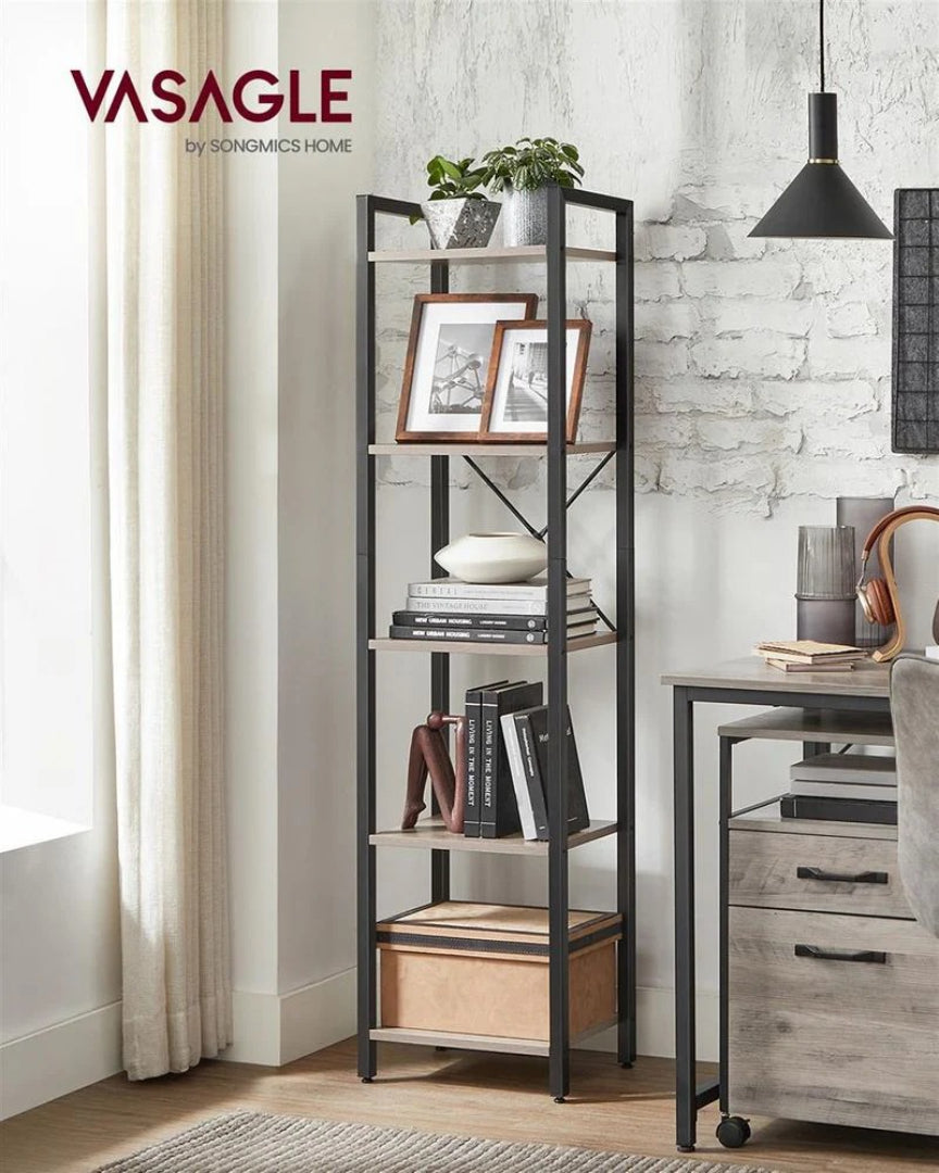 5 Shelf Storage Shelving Unit With Steel Frame Bookcase
