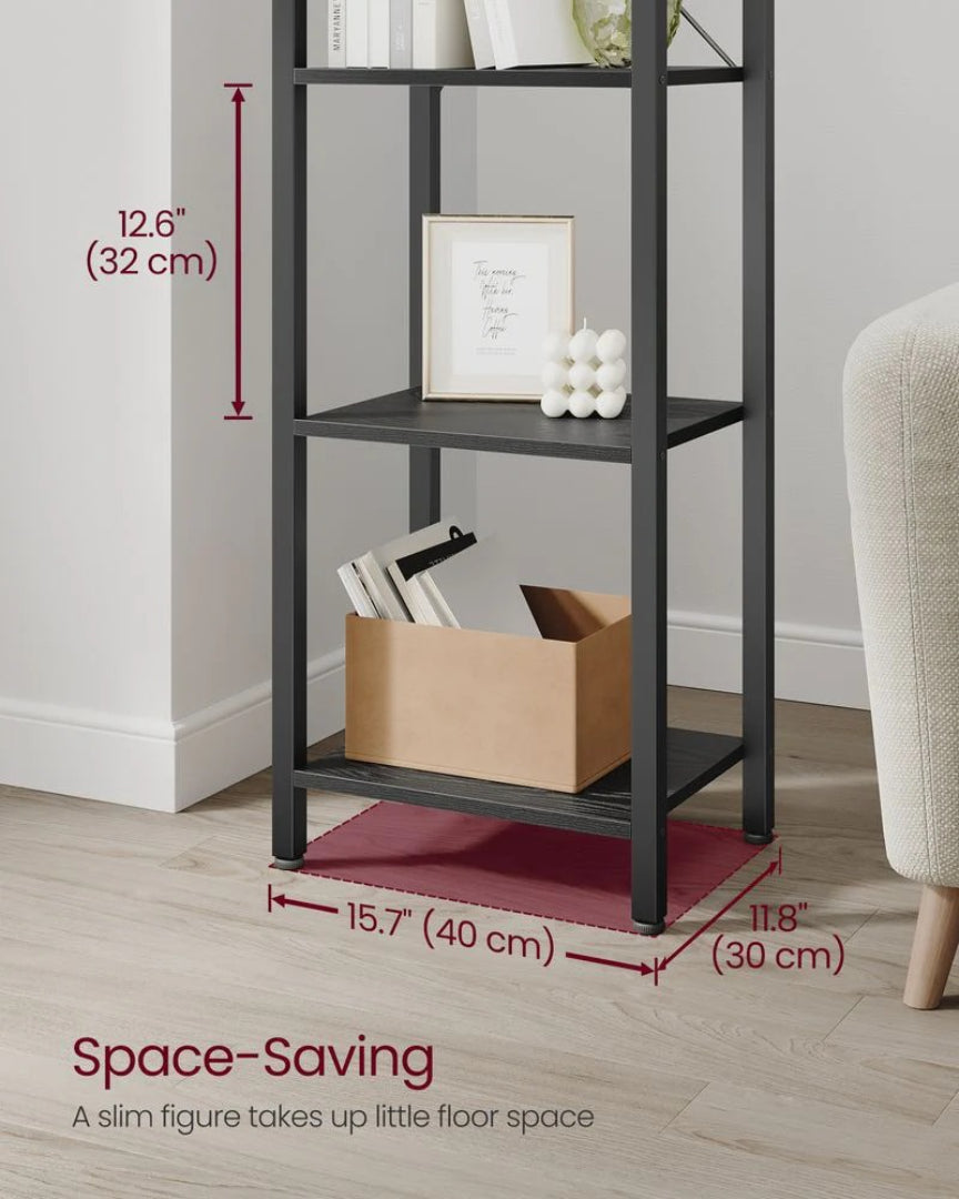 6 Tier Narrow Bookcase With Steel Frame Storage Shelf
