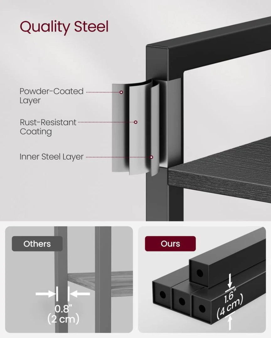 6 Tier Narrow Bookcase With Steel Frame Storage Shelf