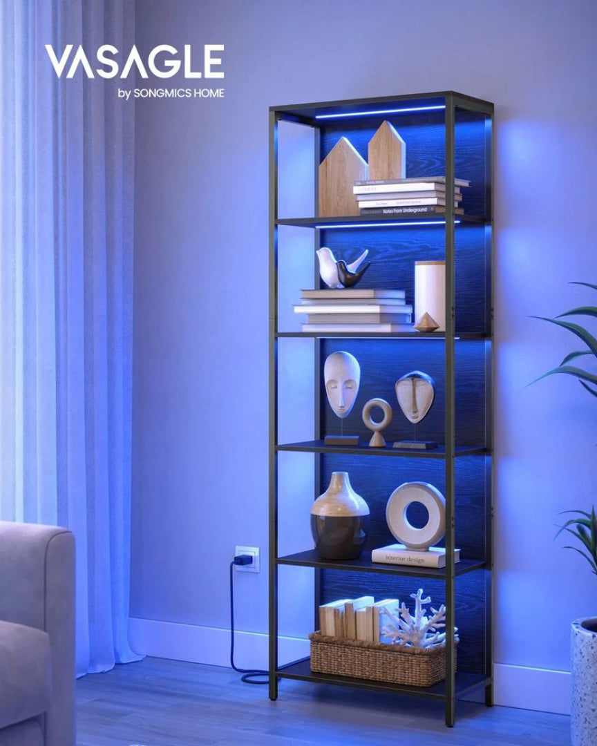 6 Tier LED Bookshelf With Dimmable Lights Display Shelf