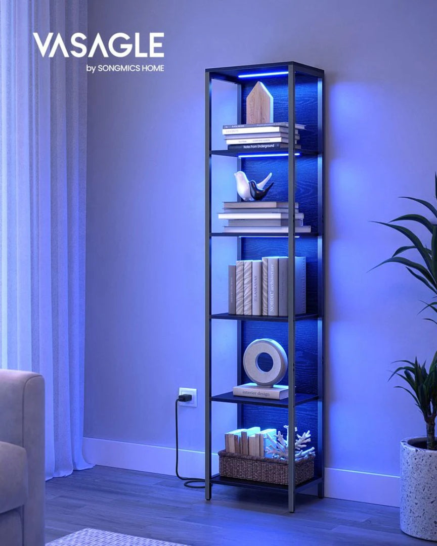 6 Tier LED Bookshelf With Dimmable Lights Display Shelf