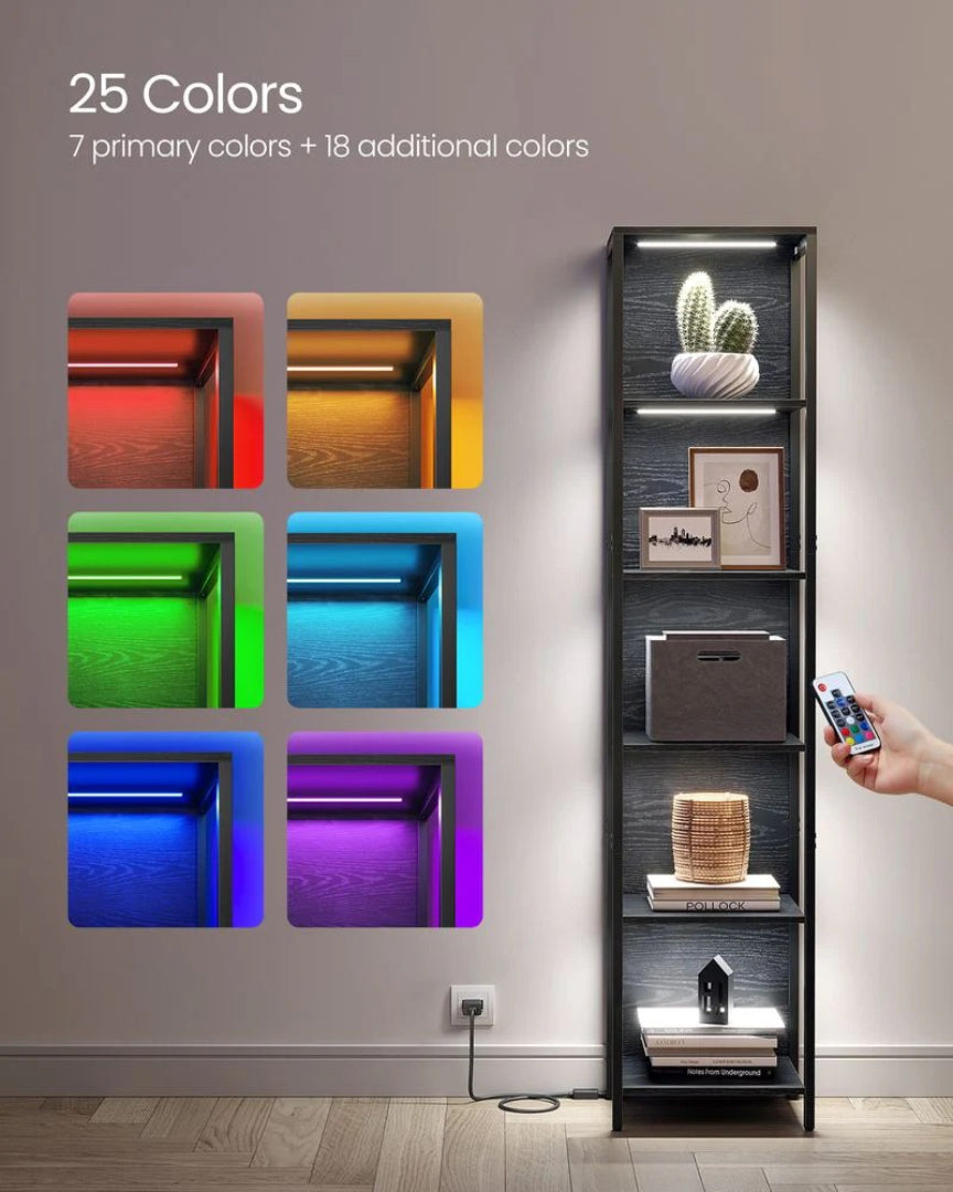 6 Tier LED Bookshelf With Dimmable Lights Display Shelf