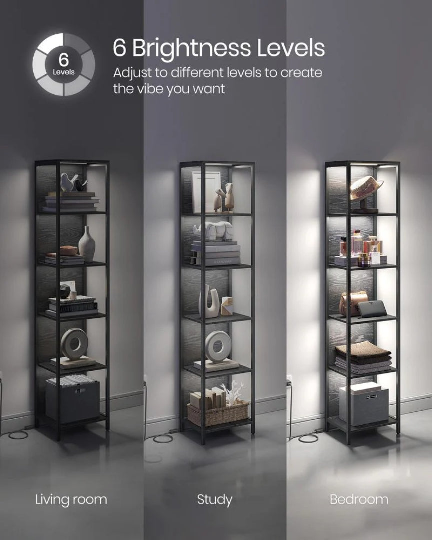 6 Tier LED Bookshelf With Dimmable Lights, 15.7/23.6 Inch Unit