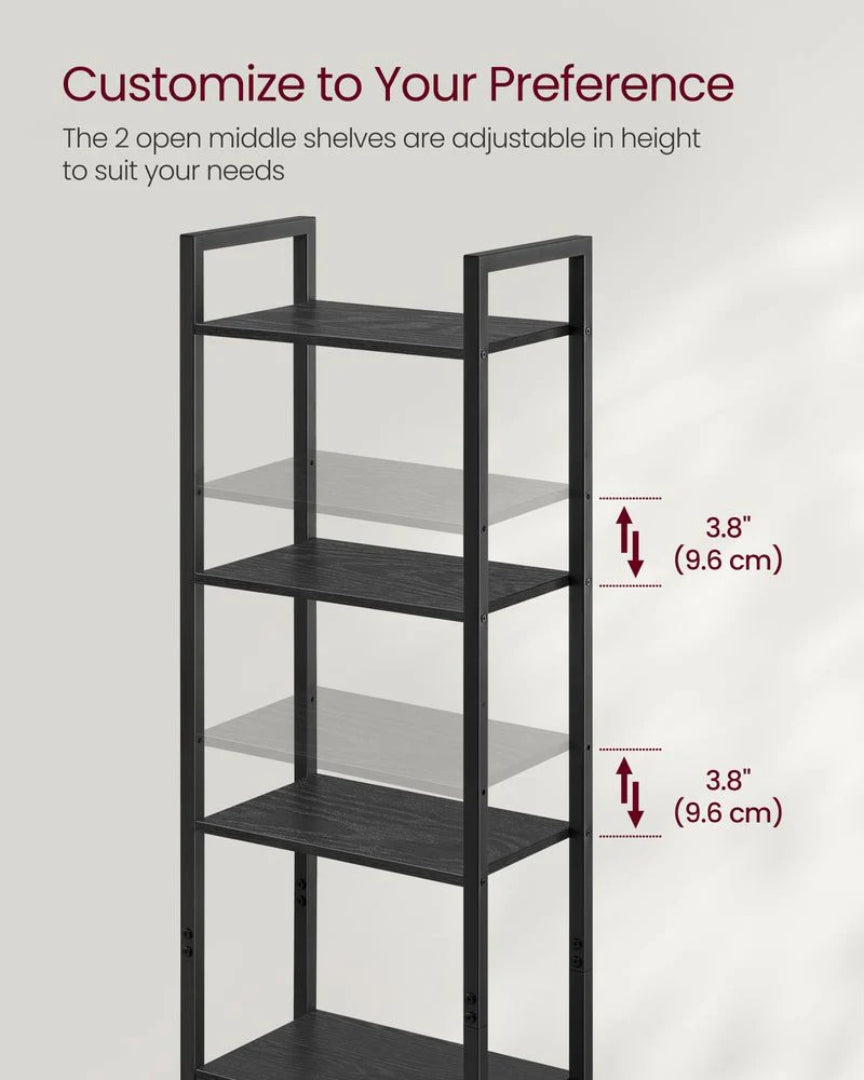 6 Tier Bookcase With Door And Adjustable Storage Shelves