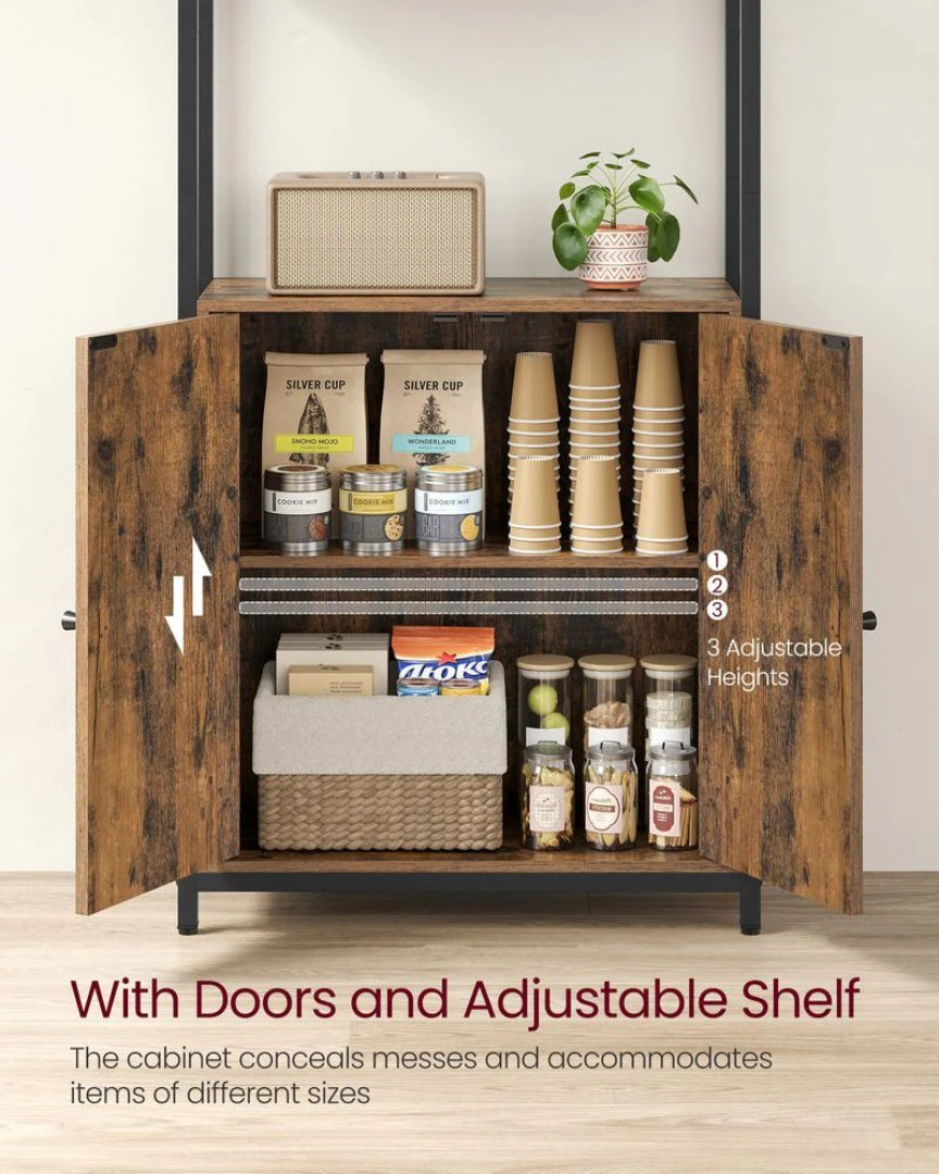 6 Tier Bookcase With Door And Adjustable Storage Shelves