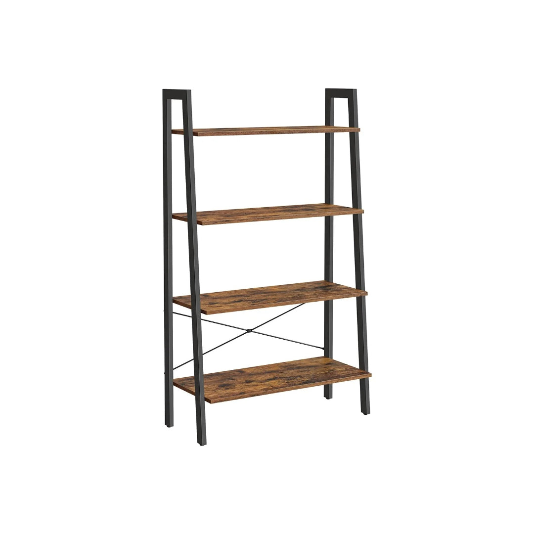 4 Tier Ladder Shelf With Steel Frame Storage Rack