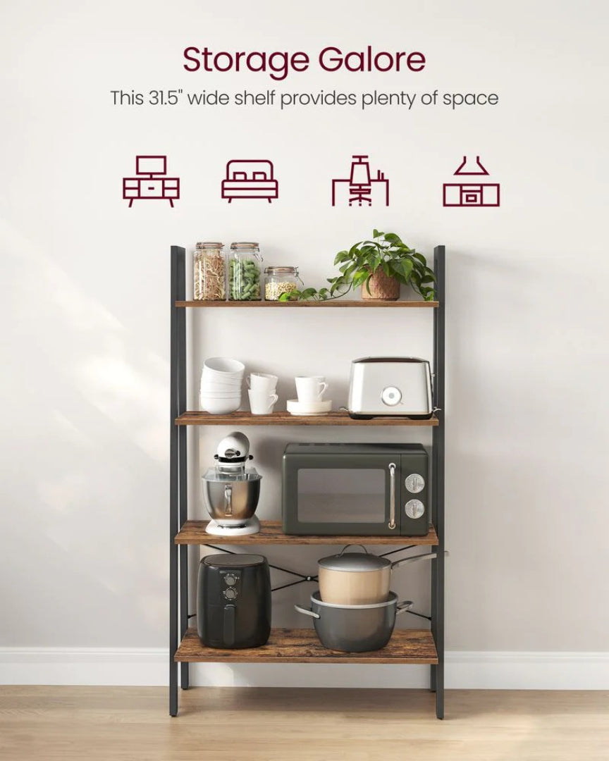4 Tier Ladder Shelf With Steel Frame Storage Rack