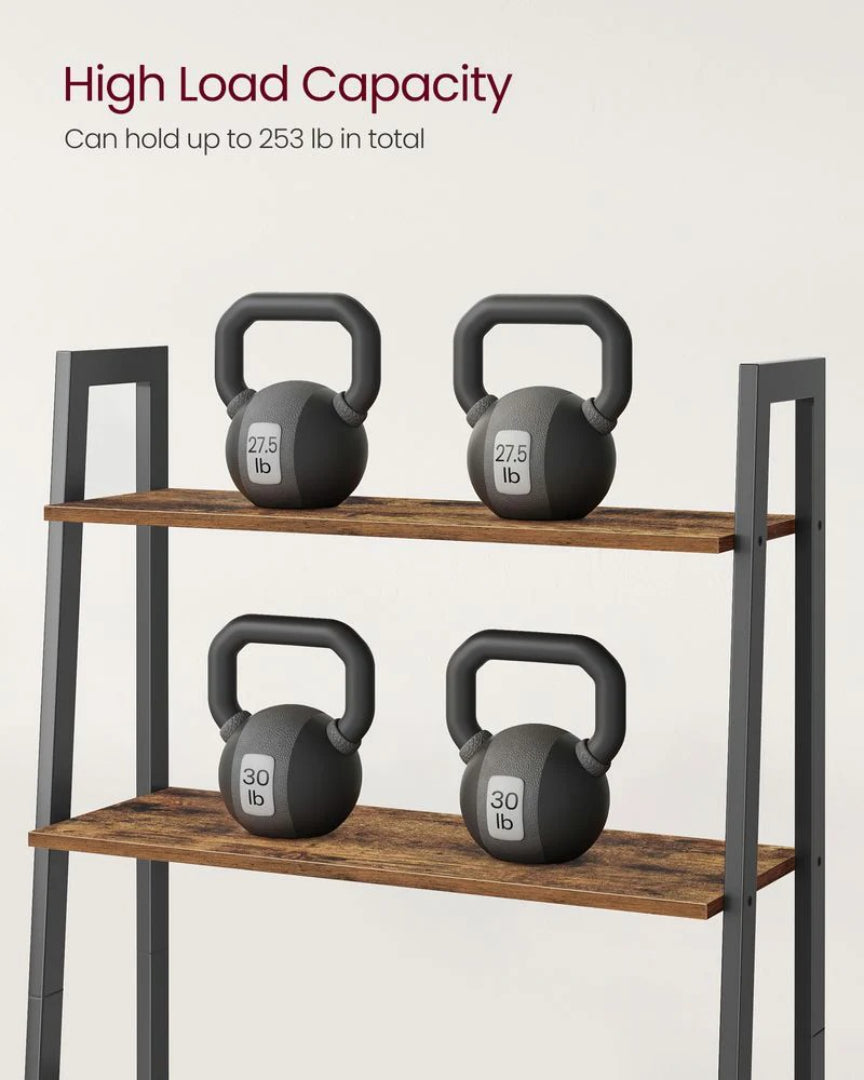 4 Tier Ladder Shelf With Steel Frame Storage Rack