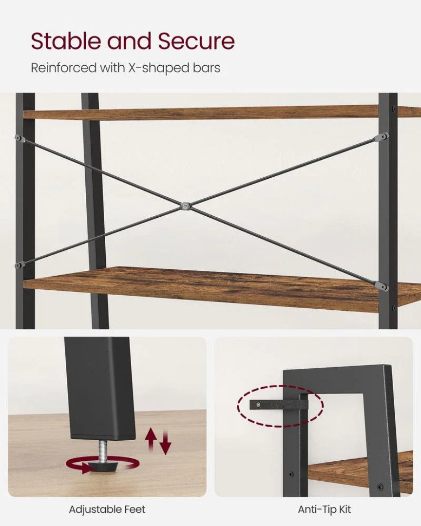 4 Tier Ladder Shelf With Steel Frame Storage Rack