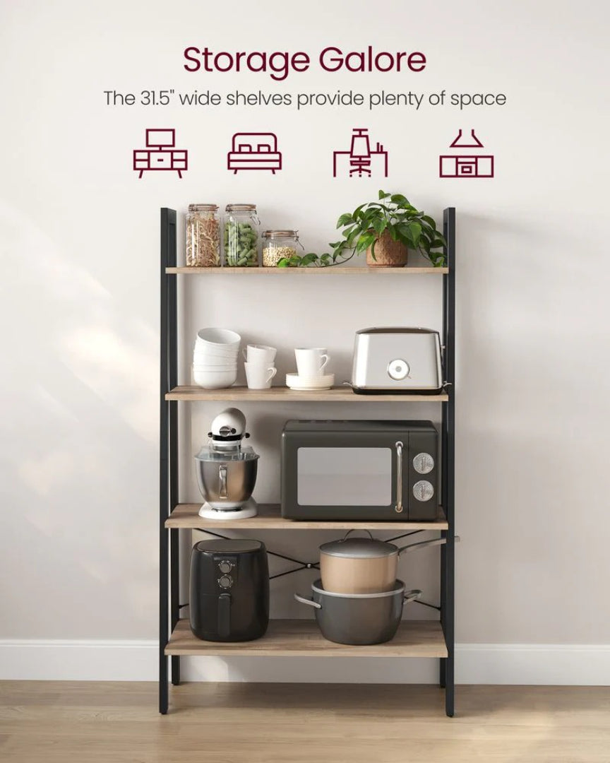 4 Tier Ladder Shelf With Steel Frame Storage Rack