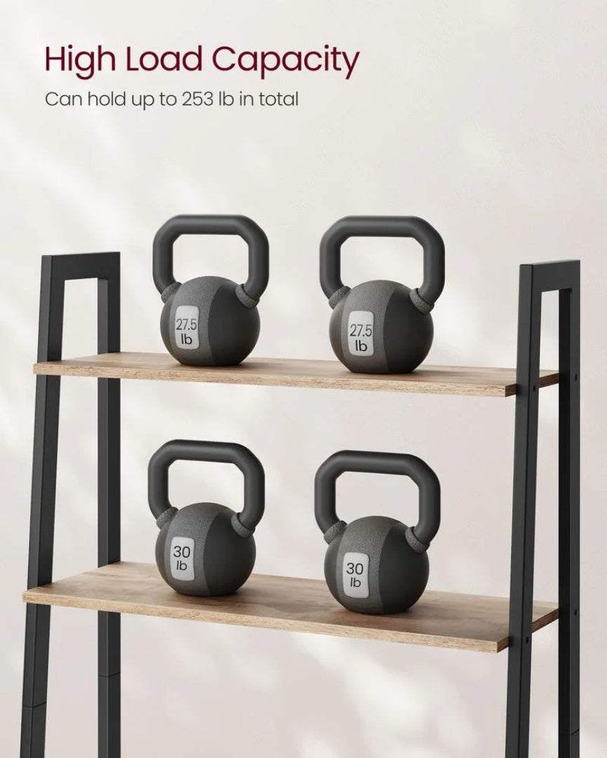 4 Tier Ladder Shelf With Steel Frame Storage Rack