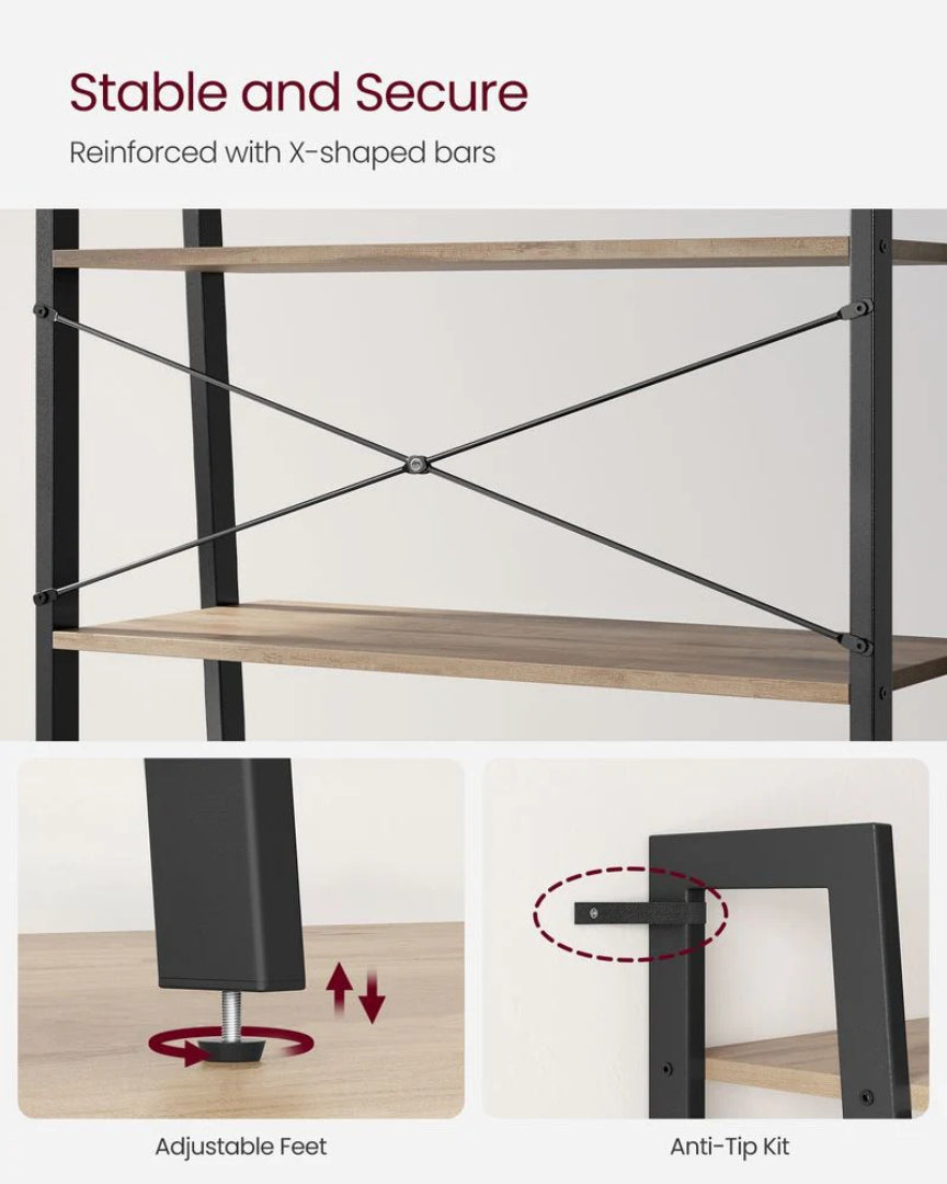 4 Tier Ladder Shelf With Steel Frame Storage Rack