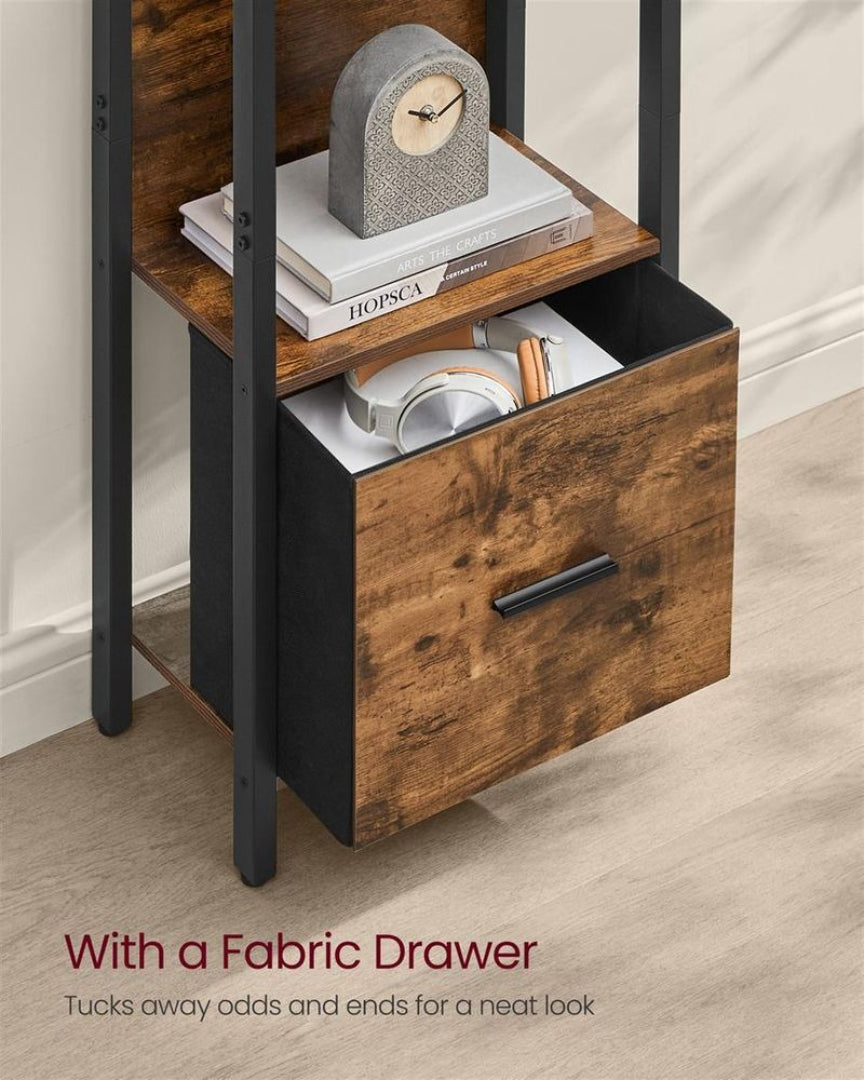5 Tier Bookshelf With Drawer Steel Frame Storage Shelf