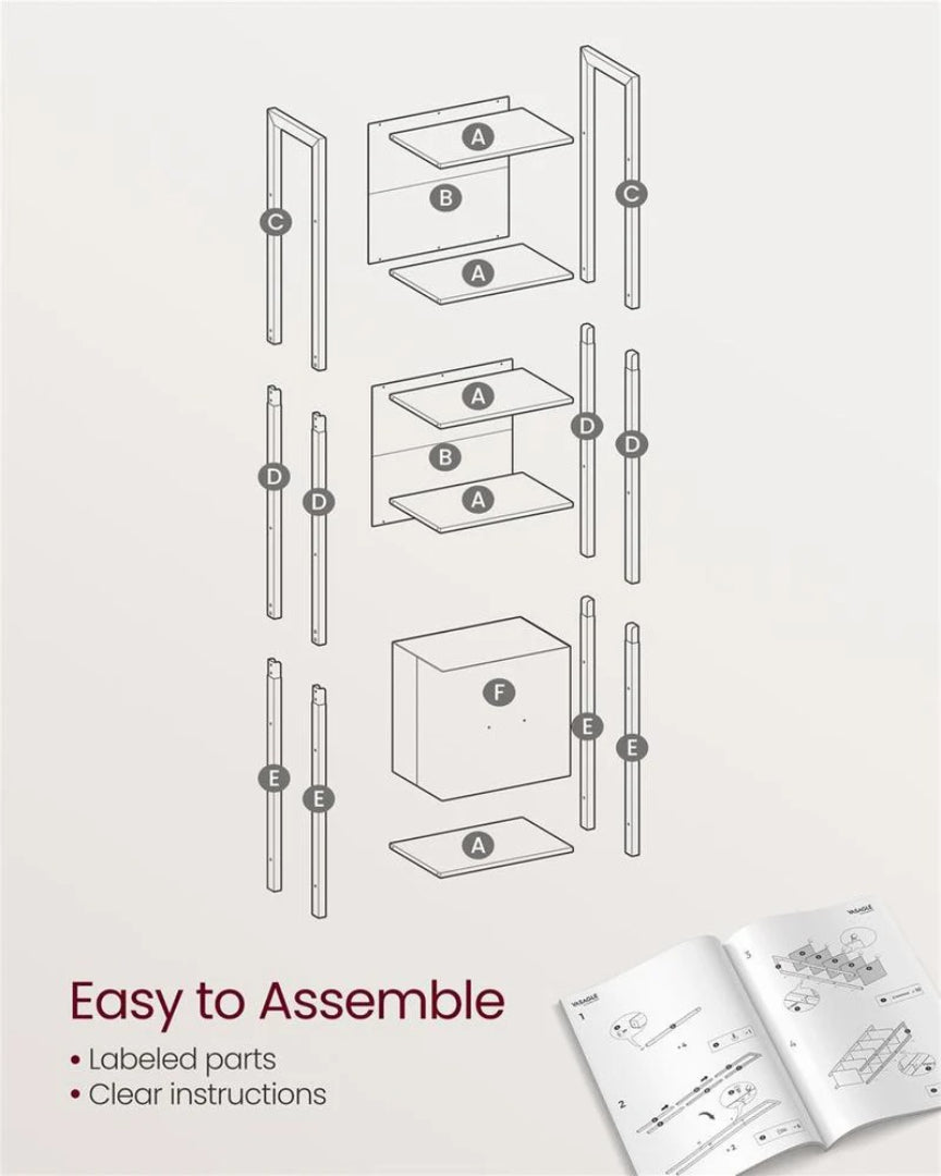 5 Tier Bookshelf With Drawer Steel Frame Storage Shelf