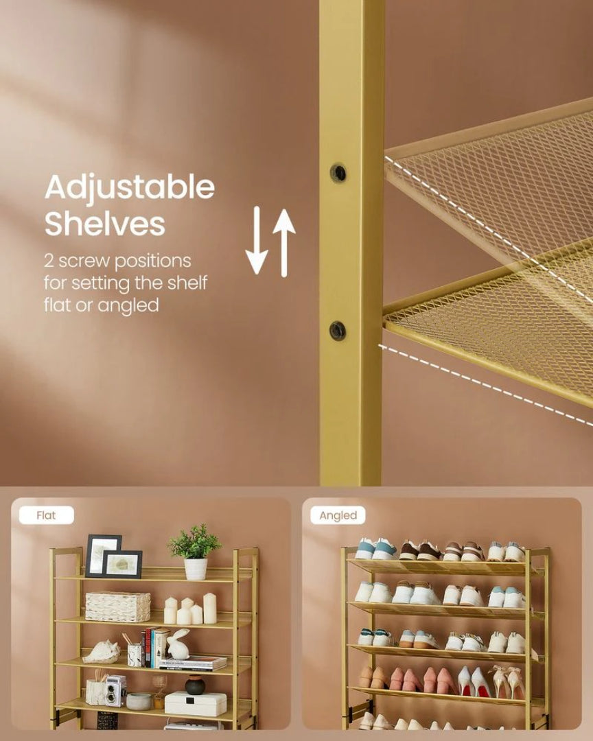 8 Tier Shoe Rack With Metal Shelves, Large Capacity Organizer