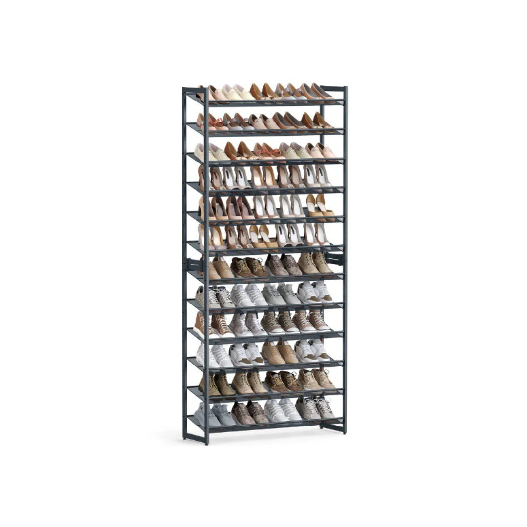 12 Tier Shoe Rack With Metal Shelves, Extra Large Storage Organizer