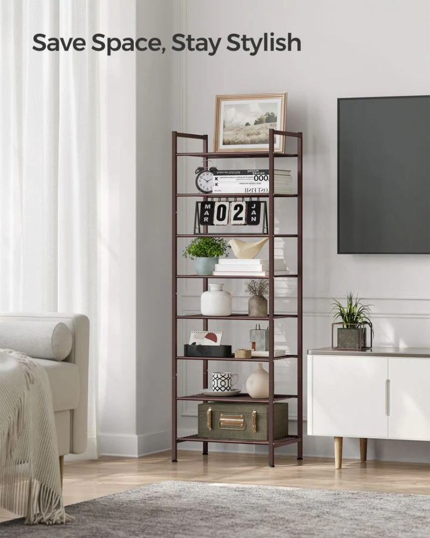 8 Tier Narrow Shoe Rack With Metal Shelves, Space Saving Organizer