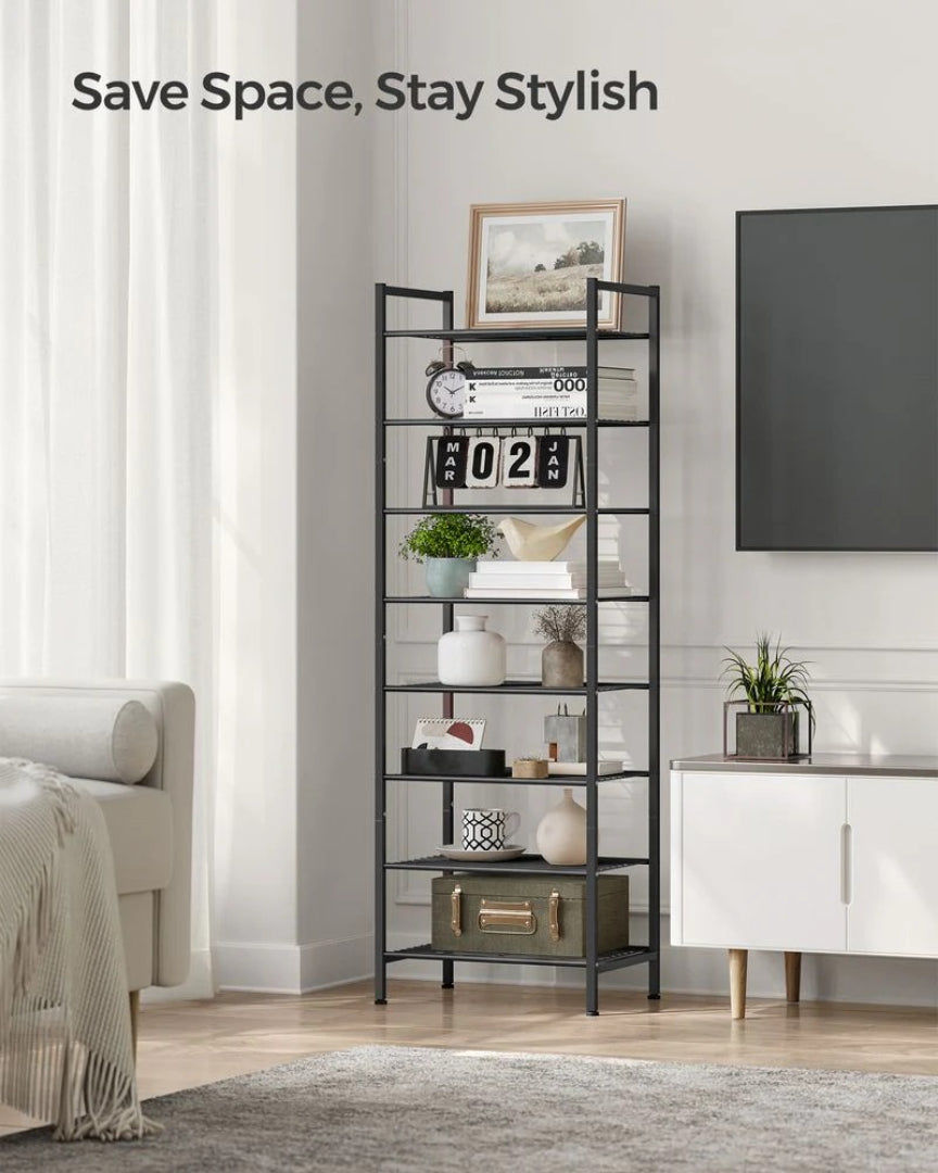 8 Tier Narrow Shoe Rack With Metal Shelves, Space Saving Organizer