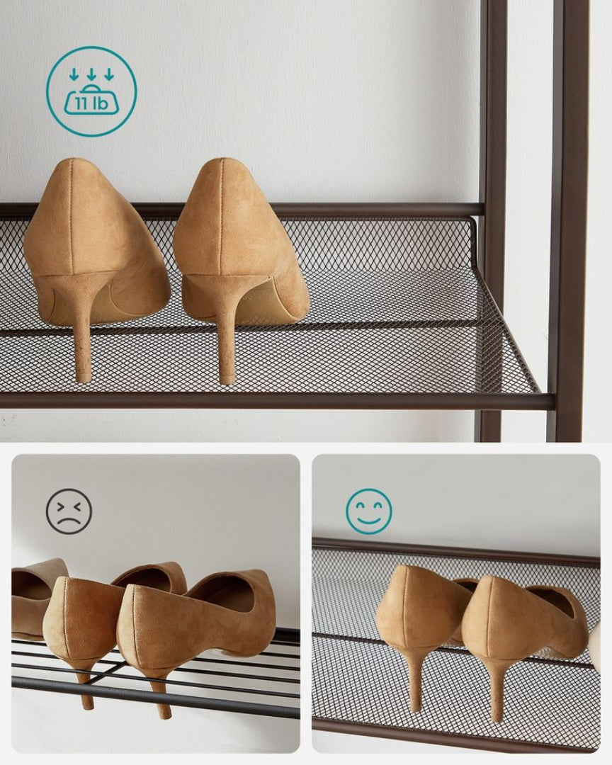 8 Tier Shoe Rack With Metal Shelves, Large Capacity Organizer