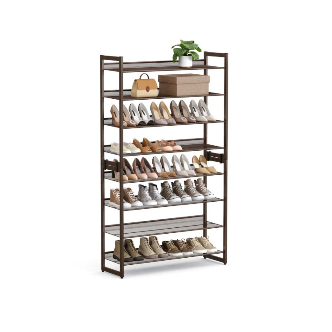 8 Tier Shoe Rack With Metal Shelves, Large Capacity Organizer