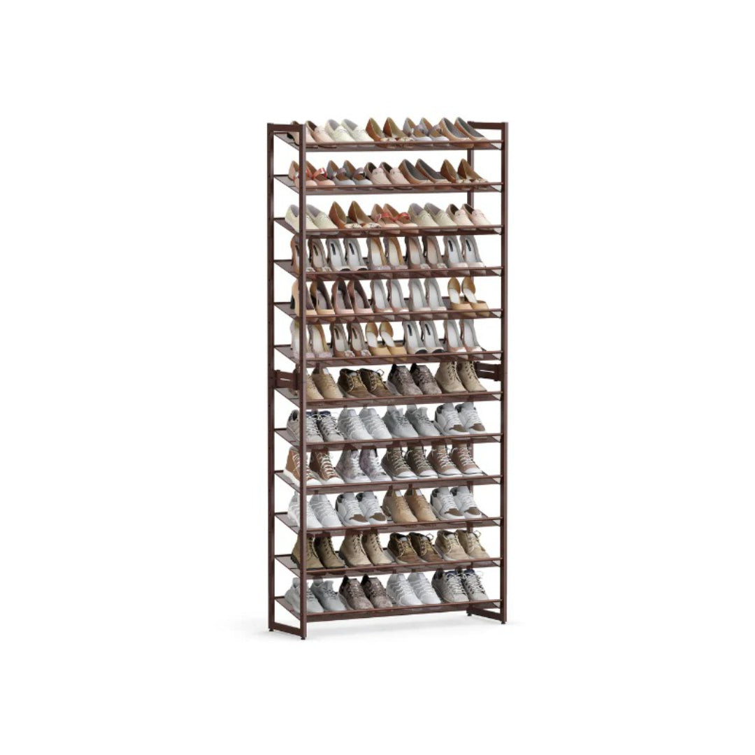 12 Tier Shoe Rack With Metal Shelves, Extra Large Storage Organizer