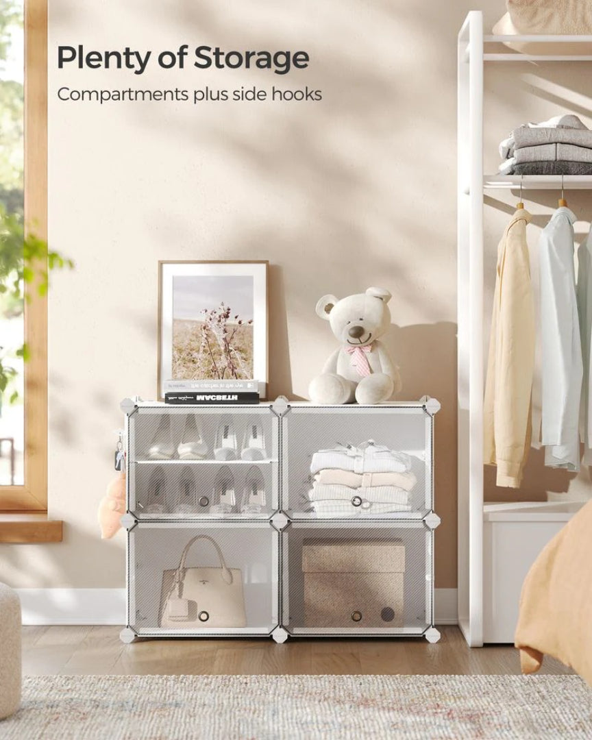 Shoe Organizer Cabinet With Doors 4 To 10 Cubes