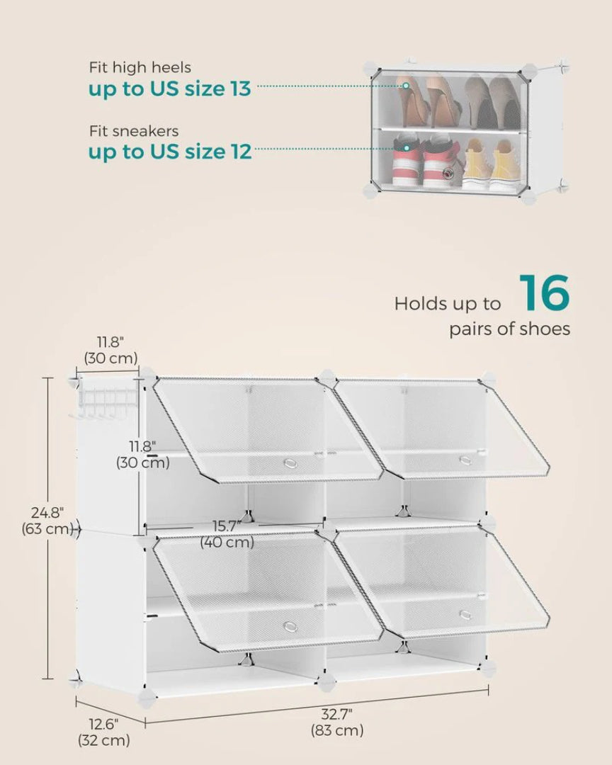 Shoe Organizer Cabinet With Doors 4 To 10 Cubes