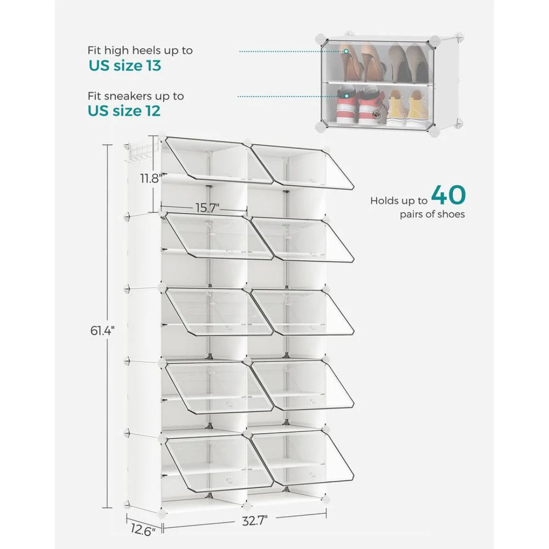 Shoe Organizer Cabinet With Doors 4 To 10 Cubes