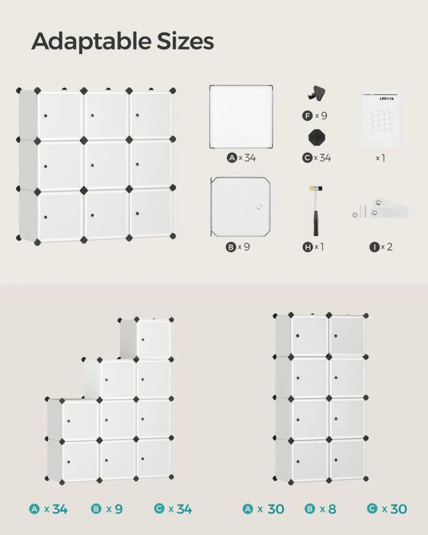 Cube Storage Cabinet With Doors 9 To 16 Plastic Cubes