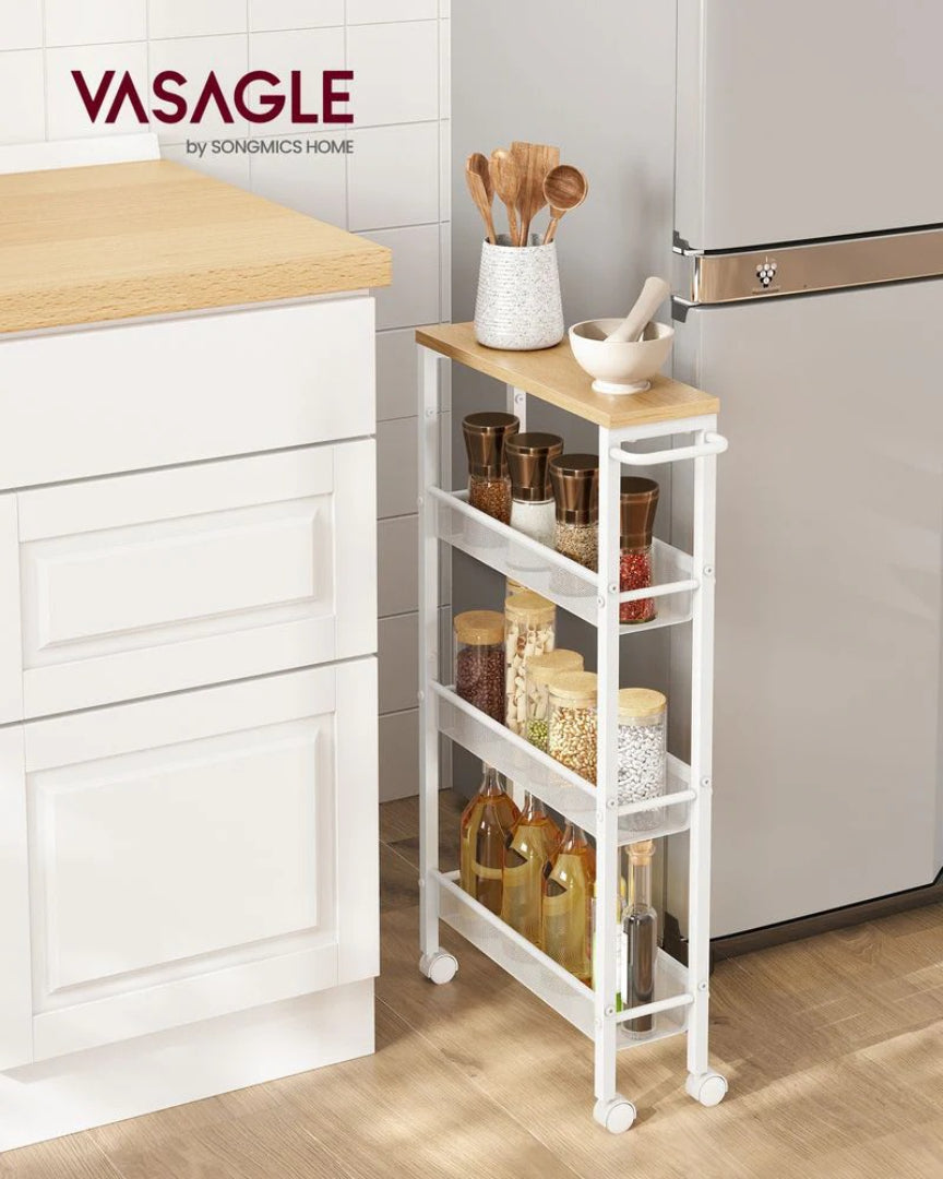 Slim Rolling Storage Cart 4 Or 5 Tier Narrow Utility