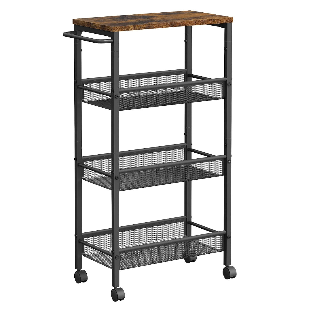 Slim Rolling Storage Cart 4 Or 5 Tier Narrow Utility