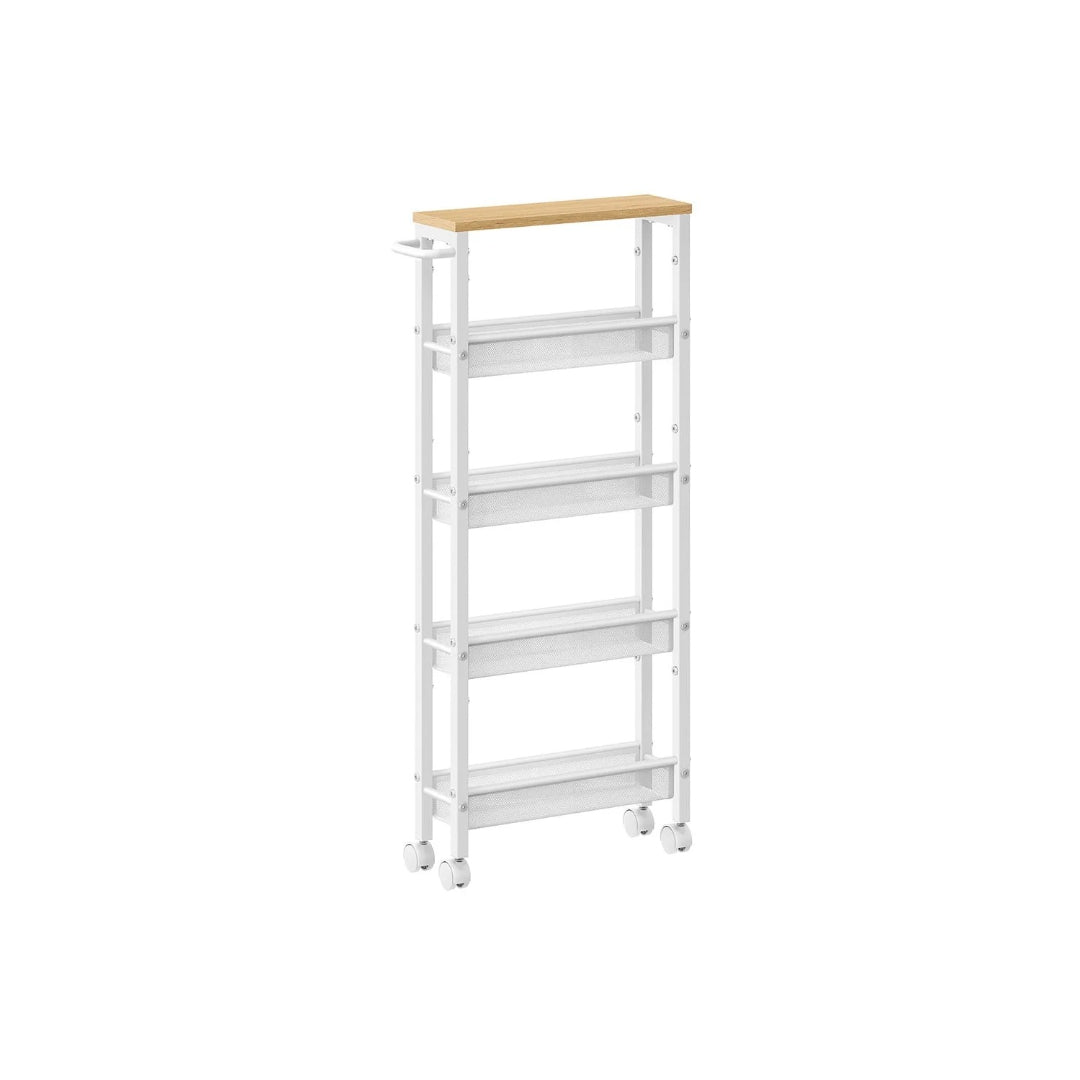 Slim Rolling Storage Cart 4 Or 5 Tier Narrow Utility