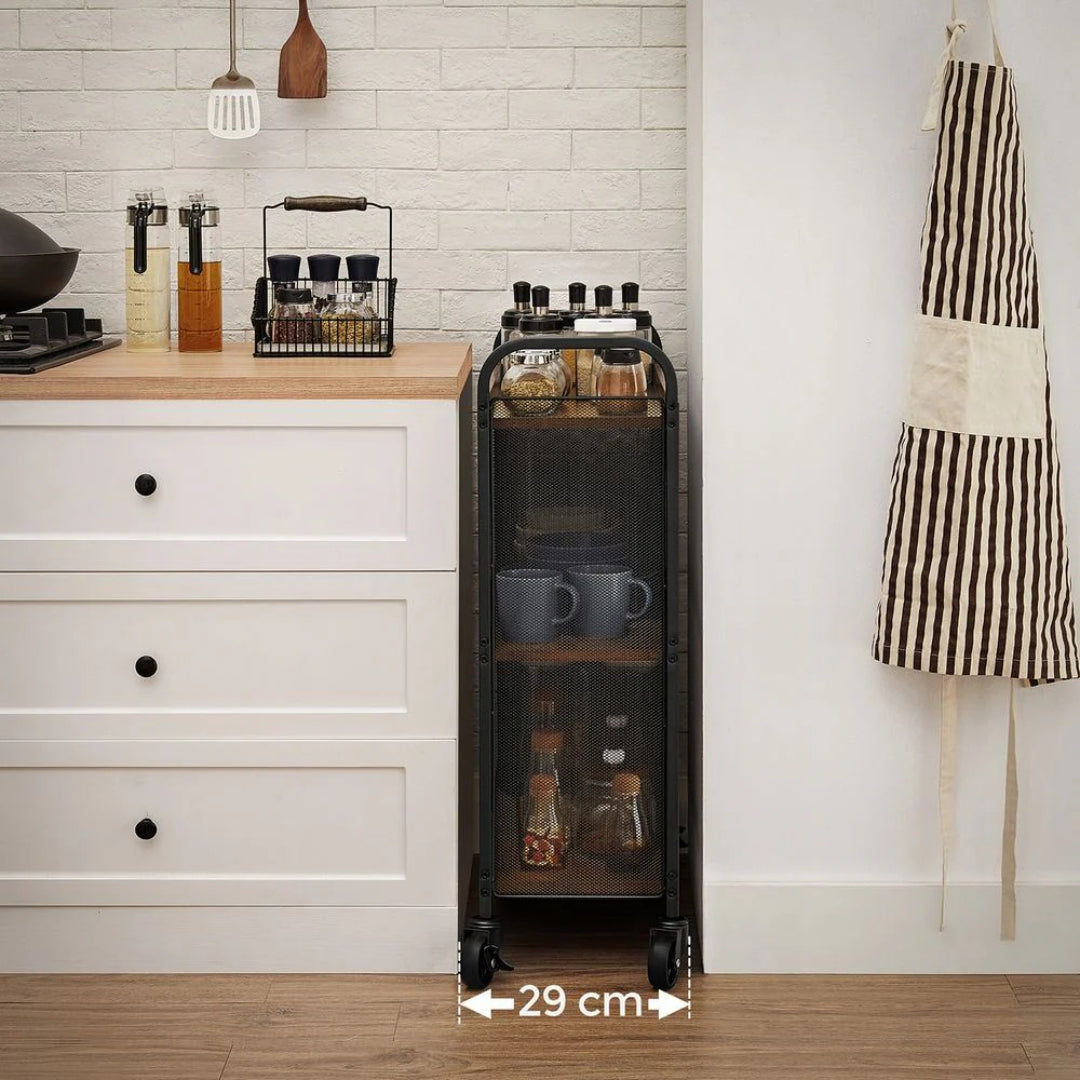 3 Tier Narrow Storage Cart With Wheels And Shelves