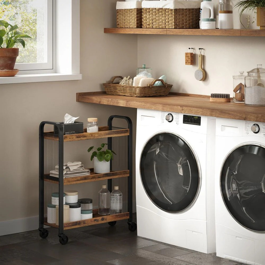 3 Tier Narrow Storage Cart With Wheels And Shelves