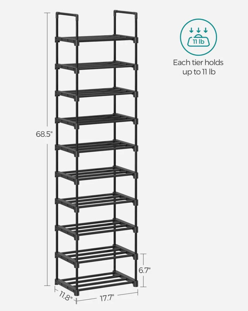 2/3/4/10 Tier Metal Shoe Rack, 36.2/46.1/17.7 Inch Organizer