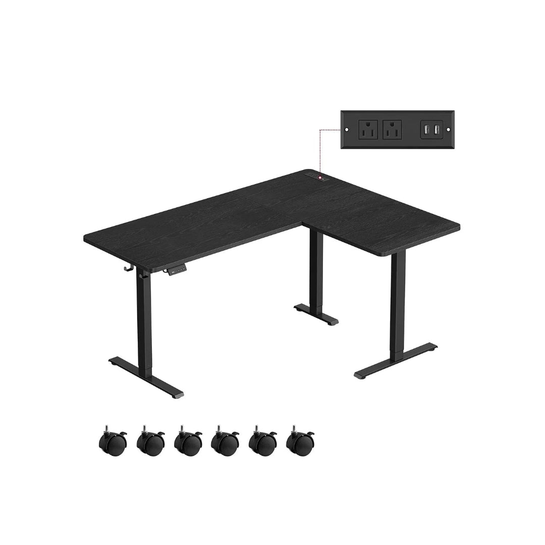 L Shaped Electric Standing Desk With Power Outlets, 47.2/63 Inch