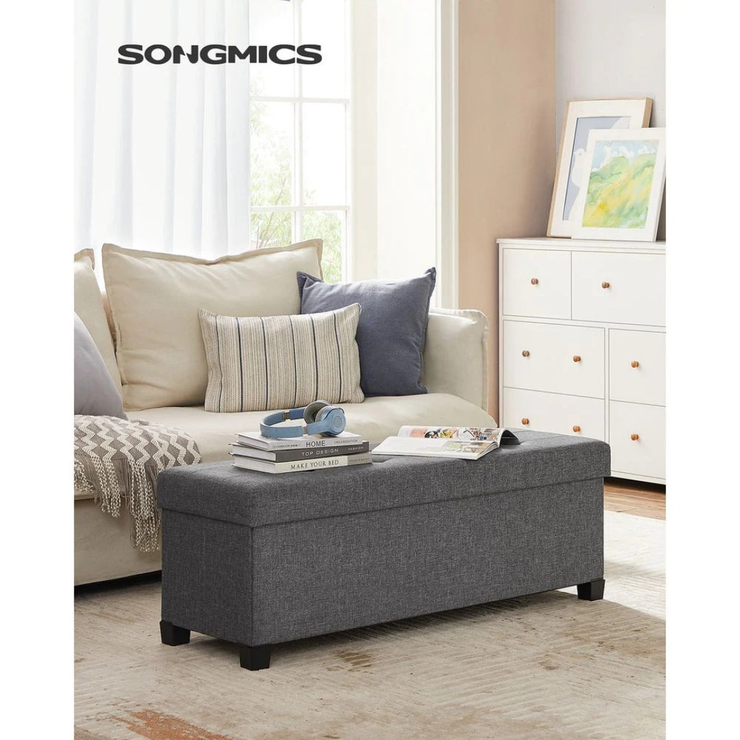 43.3 Inch Storage Ottoman Bench With Lid, Folding Storage Seat
