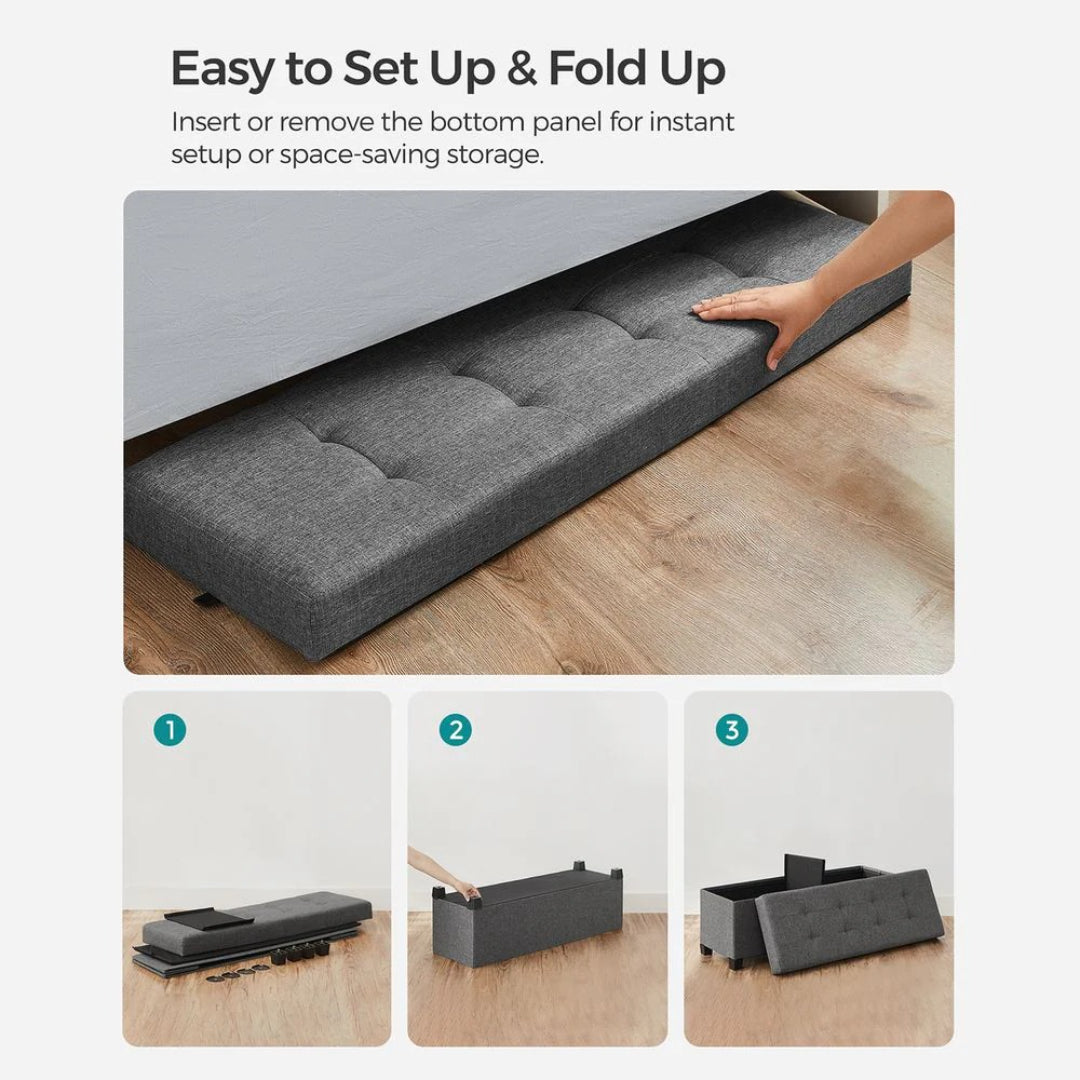 43.3 Inch Storage Ottoman Bench With Lid, Folding Storage Seat