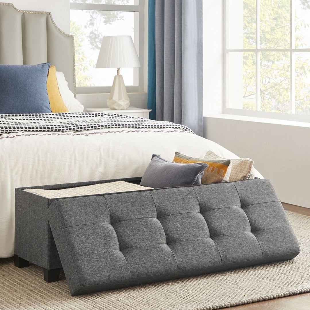 43.3 Inch Storage Ottoman Bench With Lid, Folding Storage Seat